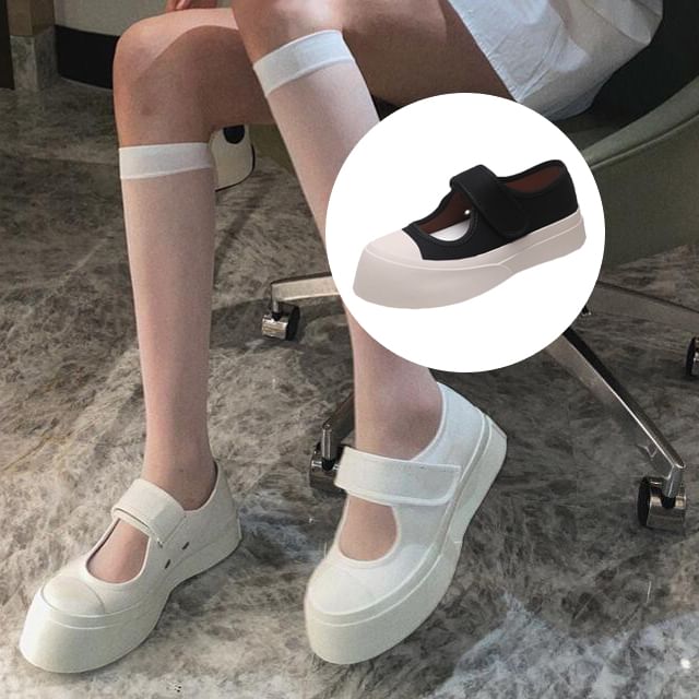 Jane Platform Strap Mary Shoes Adhesive