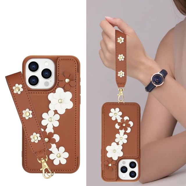 Faux Floral Phone Leather Case