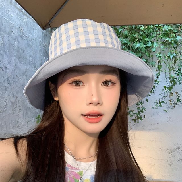 Plaid Hat Bucket Reversible