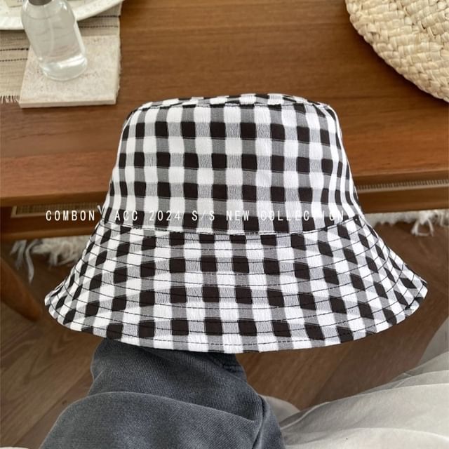 Plaid Hat Bucket Reversible
