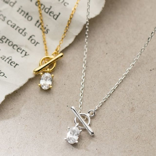 Rhinestone Pendant S925 Sterling Silver Necklace