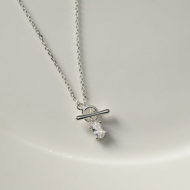 Rhinestone Pendant S925 Sterling Silver Necklace