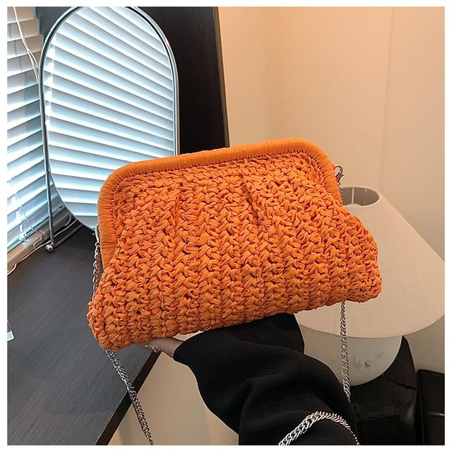 Crossbody Straw Bag Chain Strap