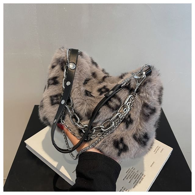 Leopard Crossbody Chain Print Fluffy Bag Strap