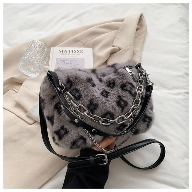 Leopard Crossbody Chain Print Fluffy Bag Strap