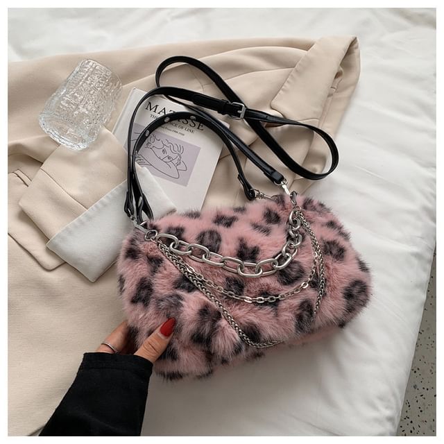 Leopard Crossbody Chain Print Fluffy Bag Strap
