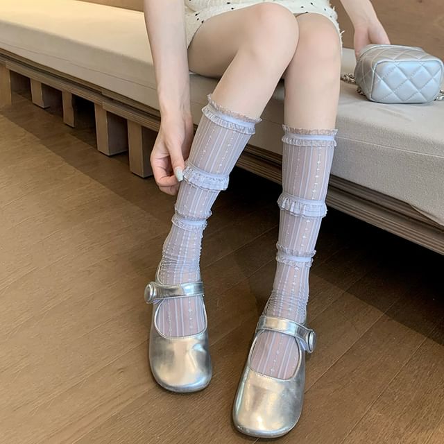 Ruffle Trim Mesh Socks / Set