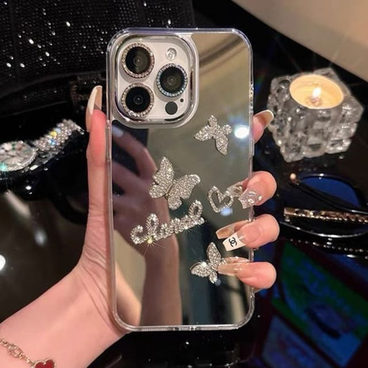 Butterfly Mirrored Strap Case Phone Set /