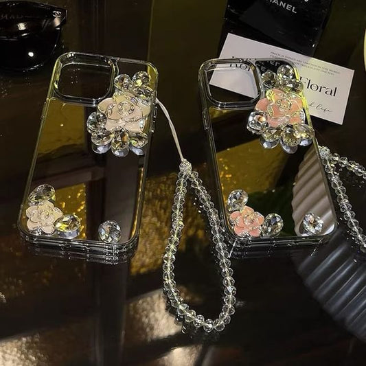 Phone Floral Mirrored Case Strap