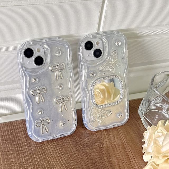 Mirrored Case / Floral Phone Bow