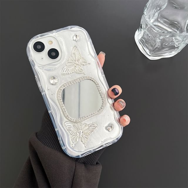 Mirrored Case / Floral Phone Bow