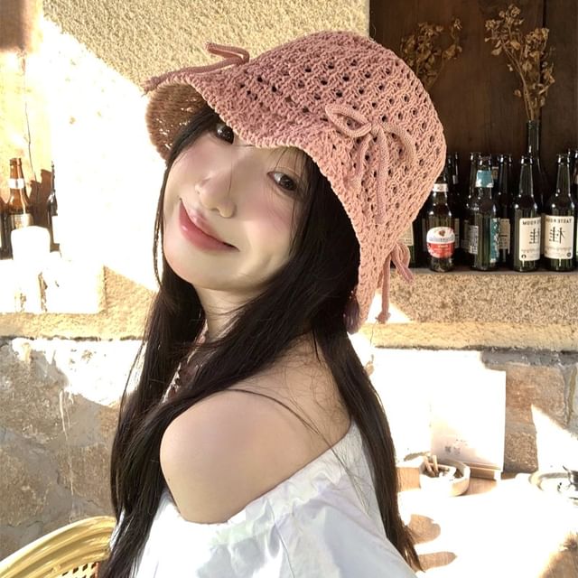 Bucket Hat Bow Knit