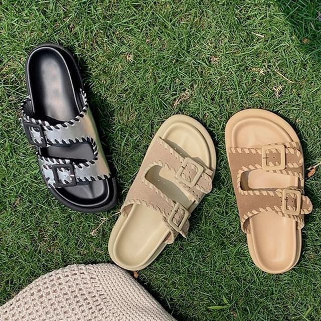 Platform Buckled Sandals Slide