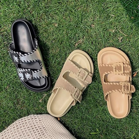 Platform Buckled Sandals Slide