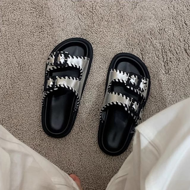 Platform Buckled Sandals Slide
