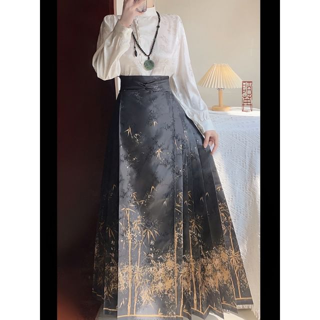 Flower Hanfu Blouse / Maxi Skirt / Set