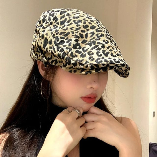 Leopard Print Cap Flat
