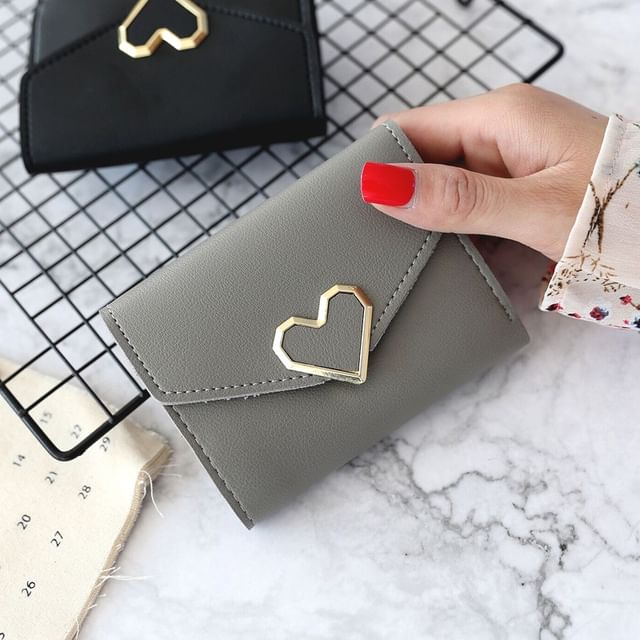 Wallet Heart Faux Accent Leather Short