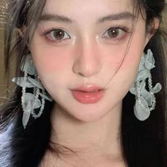 Drop Earring Beaded Mesh