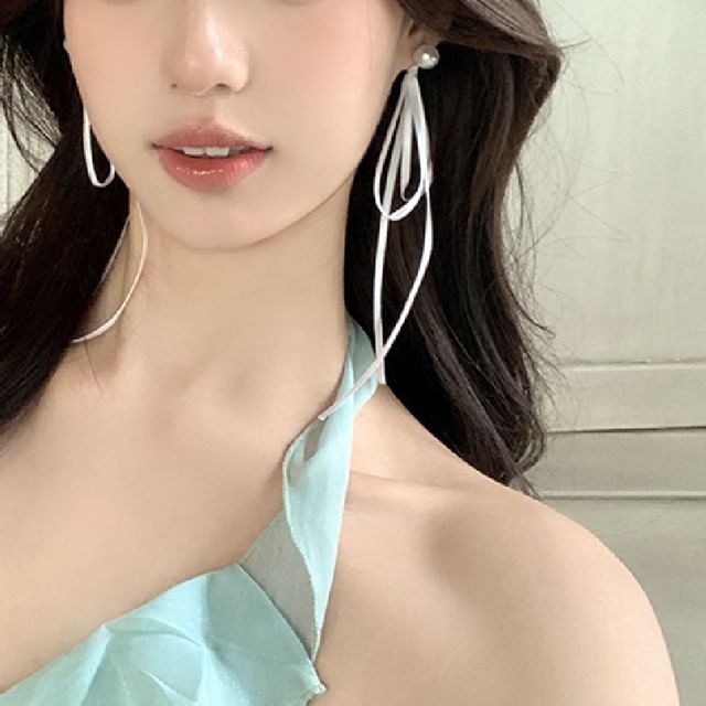 Earring Bow Pearl Faux