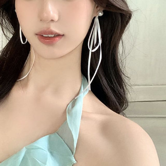 Earring Bow Pearl Faux