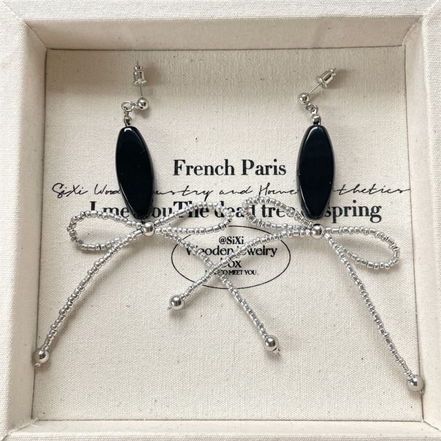 Earring Bow Beaded Drop / Necklace