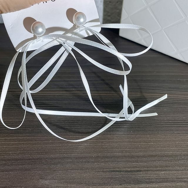 Earring Bow Pearl Faux