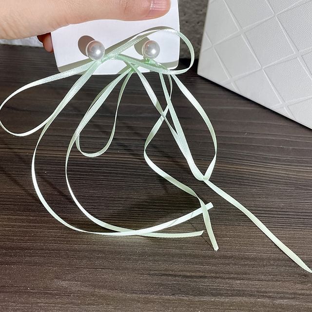 Earring Bow Pearl Faux