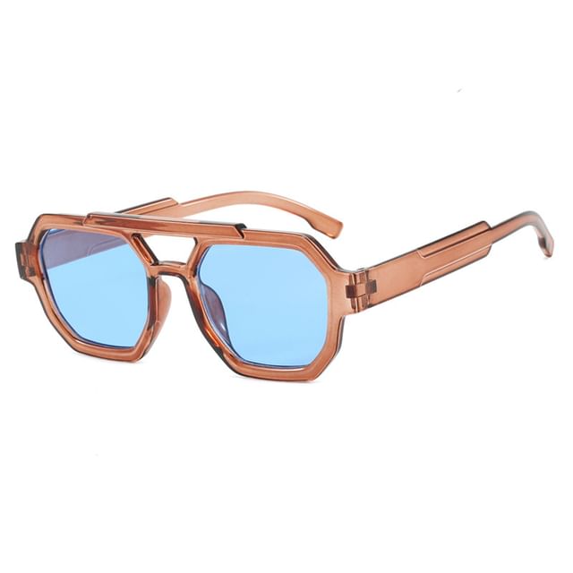 Geometric Plastic Double Bridge Sunglasses