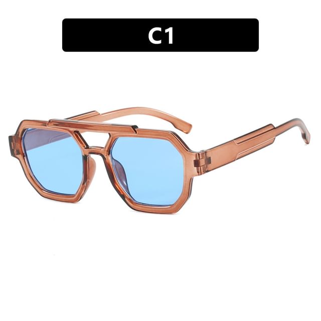 Geometric Plastic Double Bridge Sunglasses