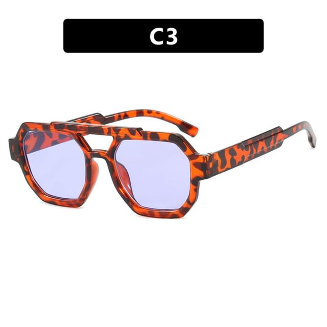 Geometric Plastic Double Bridge Sunglasses