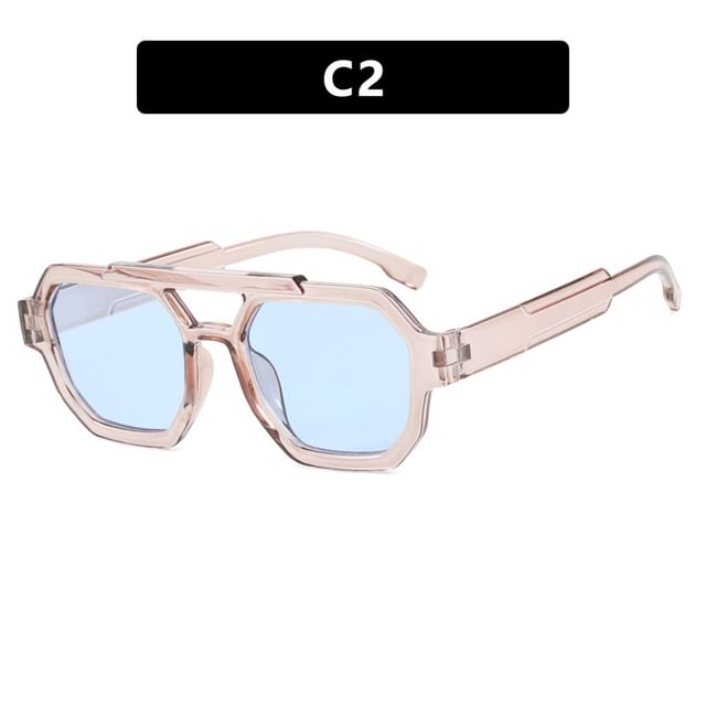 Geometric Plastic Double Bridge Sunglasses