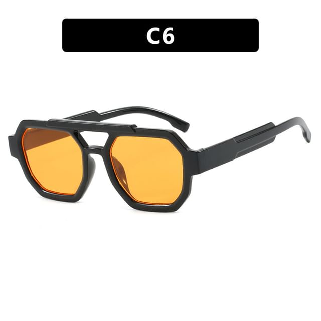 Geometric Plastic Double Bridge Sunglasses