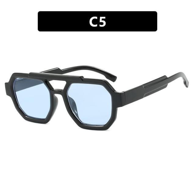 Geometric Plastic Double Bridge Sunglasses