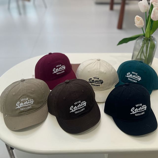 Cap Brim Lettering Embroidered Short