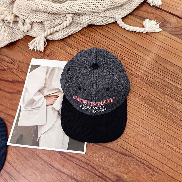 Cap Corduroy Embroidered Lettering