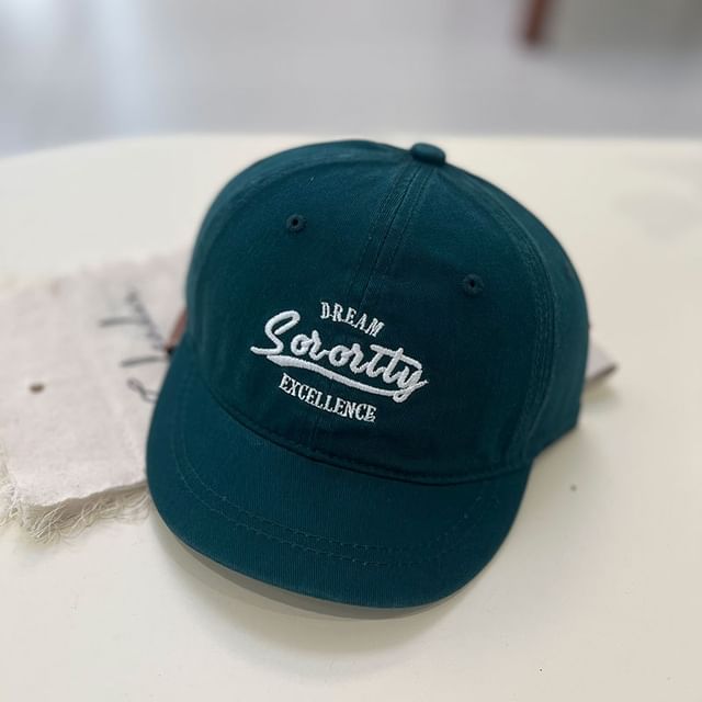 Lettering Embroidered Short Brim Cap