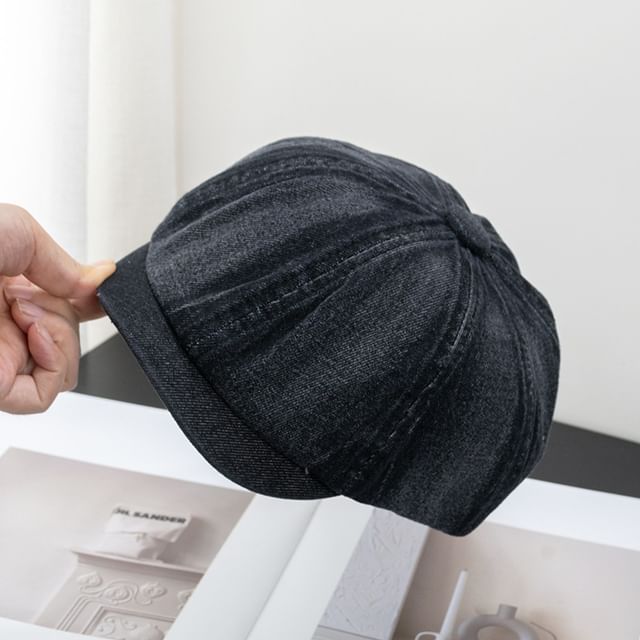 Short Denim Cap Newsboy Brim