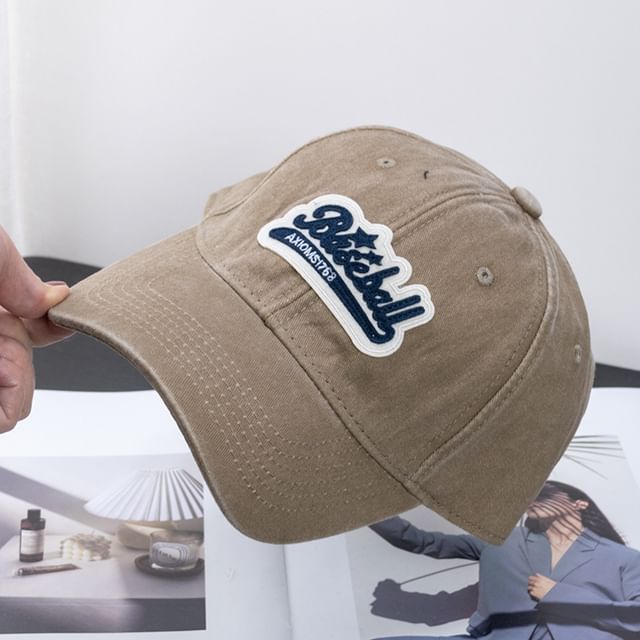 Baseball Embroidered Curved Cotton Cap Brim Vintage Washed