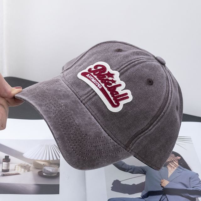 Baseball Embroidered Curved Cotton Cap Brim Vintage Washed