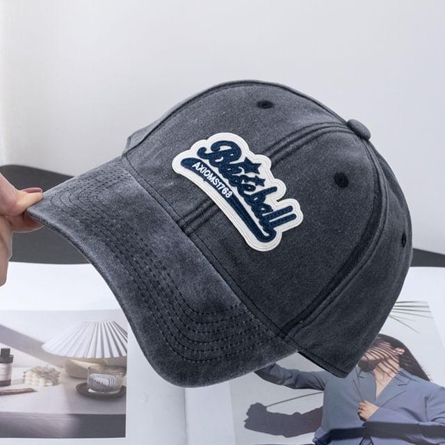 Baseball Embroidered Curved Cotton Cap Brim Vintage Washed