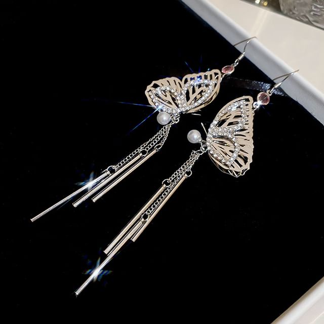 Butterfly Earring Necklace Fringed /