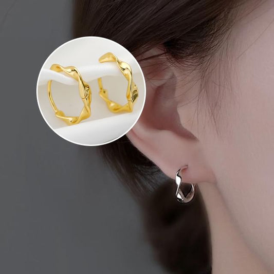Sterling Wavy Earring Silver Hoop