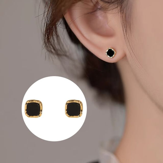 Square Silver Stud Sterling Ear