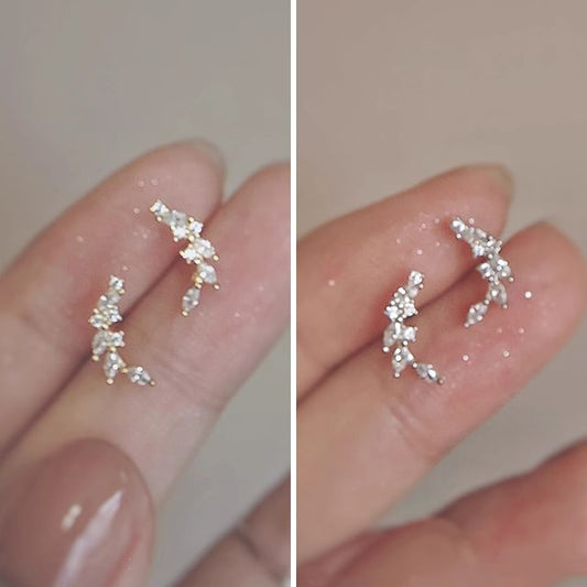 Ear Silver Stud Rhinestone Sterling