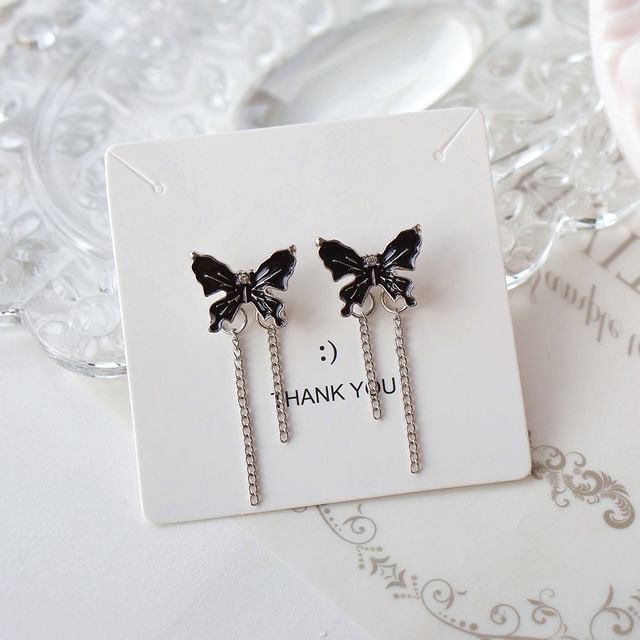 On Clip Enamel Drop Butterfly / Earring