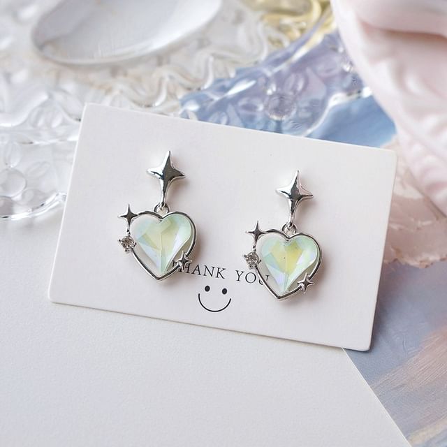 / Heart On Drop Earring Clip Star
