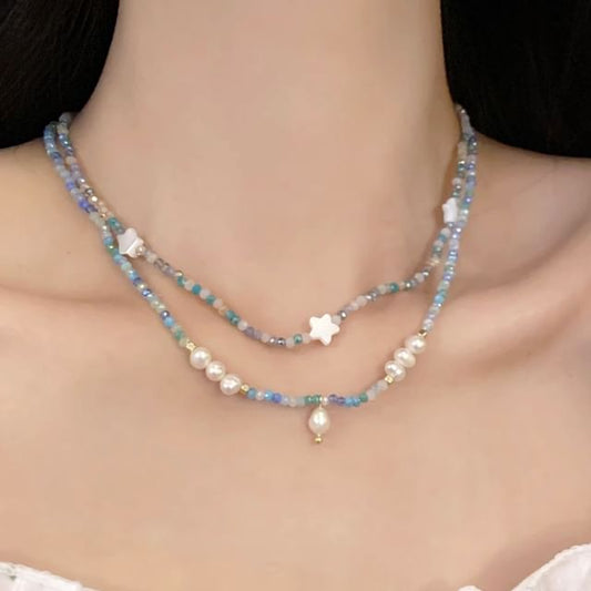 Star Beaded / Faux Necklace Pearl