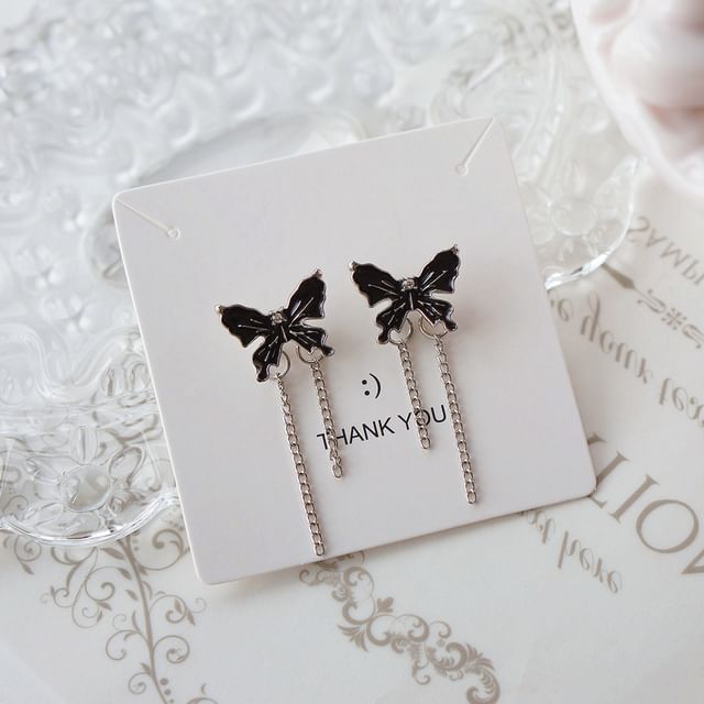 On Clip Enamel Drop Butterfly / Earring