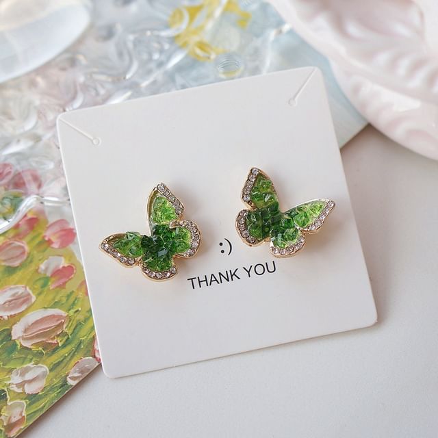 Flower Clip On Butterfly Stud / Earring
